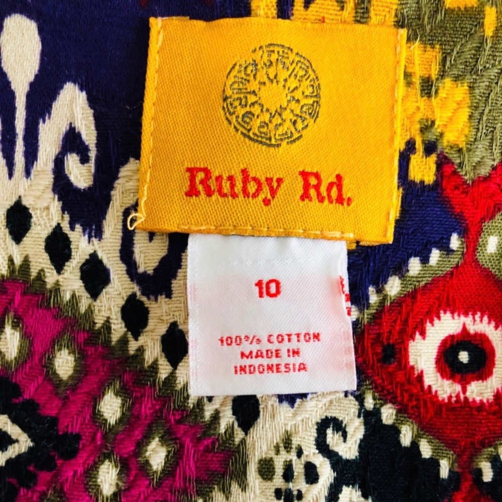 Ruby Rd Colorful Ikat Textured Jean Jacket - Picture 5 of 6